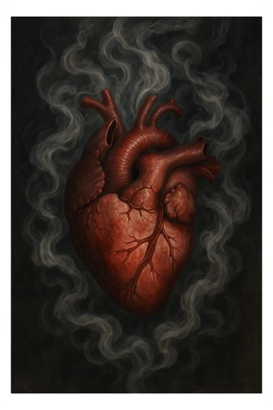 heart with a swirling smoke pattern, realistic digital art style sticker