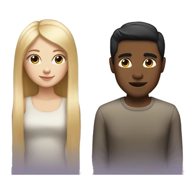 White skin girl with blonde hair and light brown skin guy with straight black hair sticker