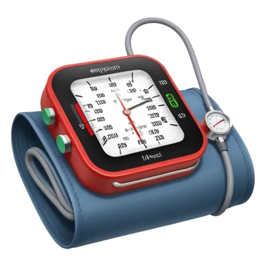 blood pressure cuff wrapped around upper arm with dial reading sticker