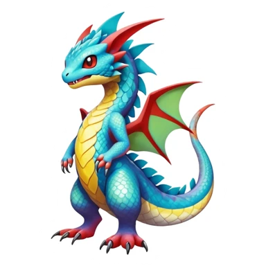 cool exotic fantasy-creature-Fakémon-Pokémon, full body, with markings sticker