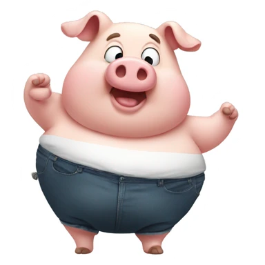 fat pig doing a handstand sticker