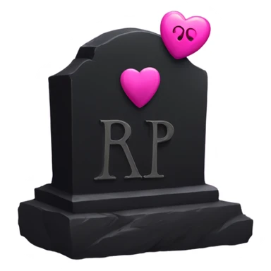 a black Grave with the letters RIP in a dark pink heart sticker