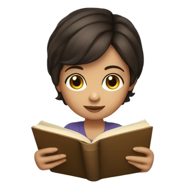 Short haired Brunette Girl reading a book  sticker
