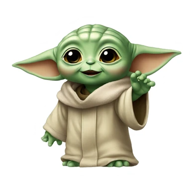 Baby Yoda waving and smiling sticker