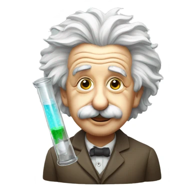 albert einstein with test tube sticker