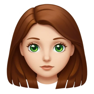 Round white girl with brown long hair and green eyes sticker