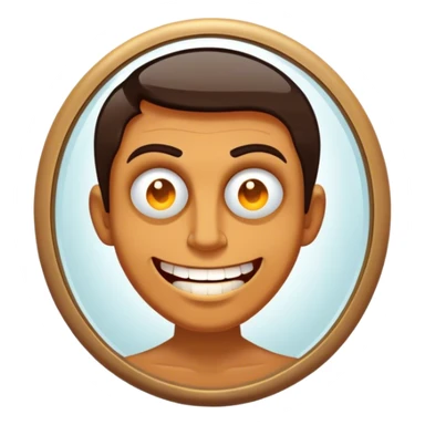 A smug, charismatic figure holds a mirror their reflection. in the glass—glowing, bad eyes a tgrin, or deep cracks symbolizing a **fragile ego**. Their grip is tight, as if clinging to the illusion of perfection, shadows  behind them, revealing the manipulation hidden beneath their charm. sticker