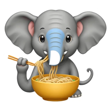 elephant eating noodle sticker