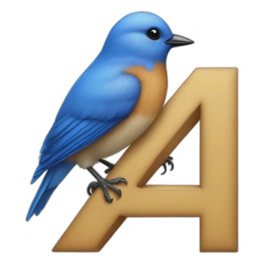blue bird sitting on letter x (proportional)calm-(realistic) sticker