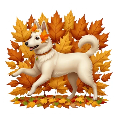 White belgian Shepard Dancing in fall and Love it sticker
