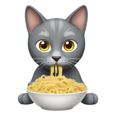 gray Cat eating pasta sticker