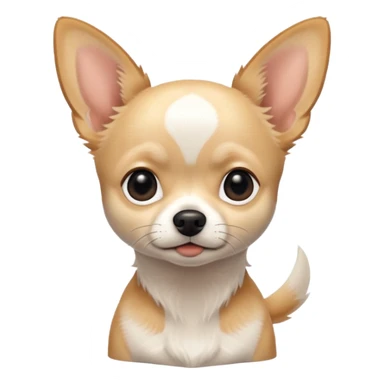 white chihuahua with tan markings and a black nose sticker