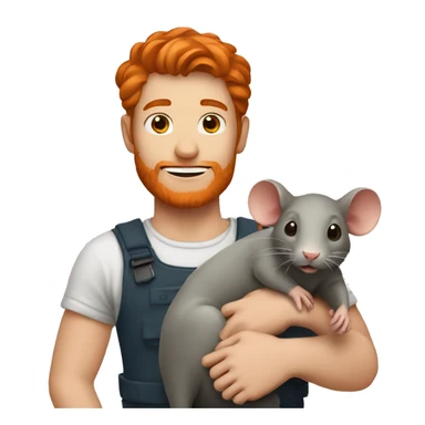 Redhead man holding rat sticker