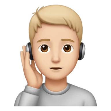 listening with hand to ear sticker