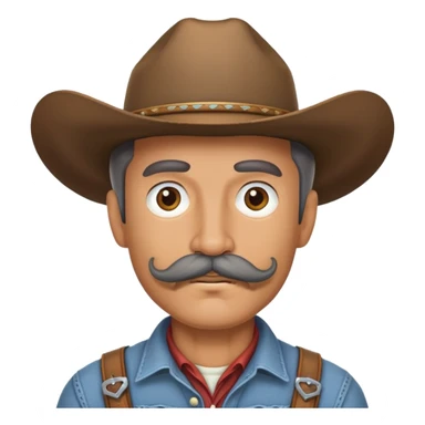 Cowboy with a grey handlebar moustache  sticker