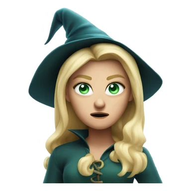 Angry Blonde witch with green blue eyes hat angry sticker
