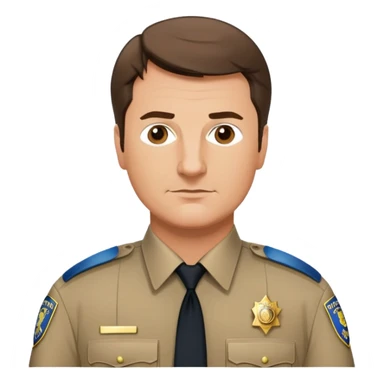 Nathan Fillion as John Nolan from The Rookie, police officer with short hair and uniform sticker