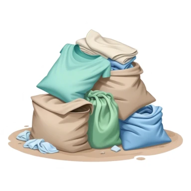 Dirty pile of laundry with green pastel blue pastel and beige colours on the ground  sticker