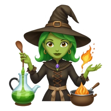 green witch cooking potion sticker