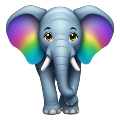  éléphant with big ears rainbow colored sticker