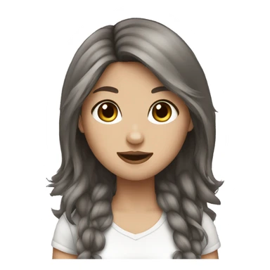 girl brown hair and gray cat rocker sticker