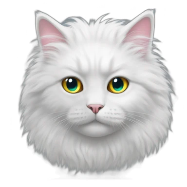 a white fluffy cat with multicolored eyes sticker