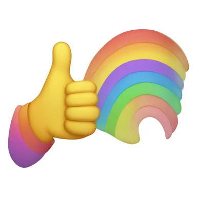 two thumbs up hands with rainbow between them sticker