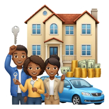4 black people with new houses, cars & alot of money sticker