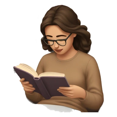 brunette reading a book cozy aesthetic sticker