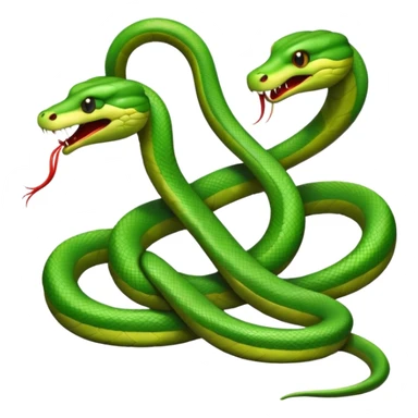 Two green snakes tangled at their tails, facing each other, hissing  sticker