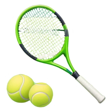 A tennis racket and a ball placed on a grassy court, with the net visible in the background. The scene captures the elegance and energy of the sport, with a vibrant green court and soft sunlight highlighting the equipment. sticker
