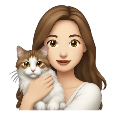 woman with brown hair holding a white Siberian cat sticker