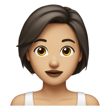 pretty girl with dark brown short hair, brown eyes, big lips, medium skin sticker