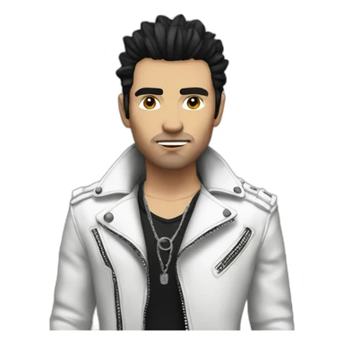 Punk male,dark hair, with white leather jacket sticker