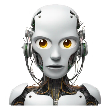 errored cyborg with wires and circuits  sticker