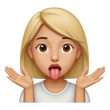 tongue out with hands to side of mouth tilted forward  sticker