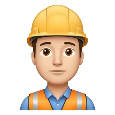 Hard hat guy with hand under chin sticker