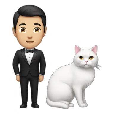 Heavy Asian Man with tuxedo cat sticker
