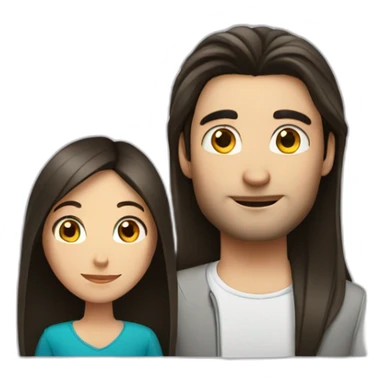 a brunette guy and long straight dark hair lady with a book sticker
