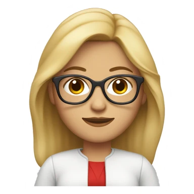 mujer, cabello rubio y lentes y abrigo rojo sticker