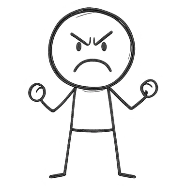 stick figure with a frustrated expression, simple lines, minimal details sticker