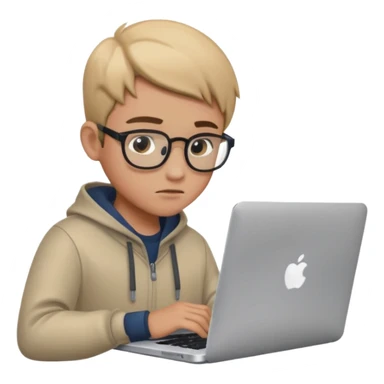 boy working in Macbook, he graphic designer sticker