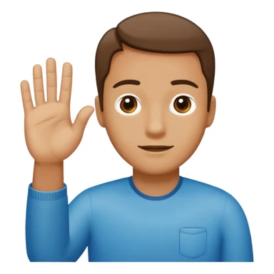 Man holding hands to the side, above left hand floats the number 6, above right hand floats the number 7 sticker