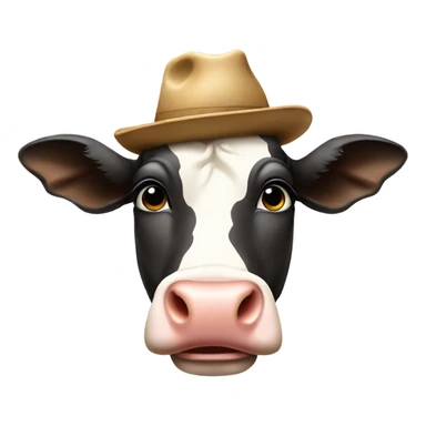Cow with a hat sticker