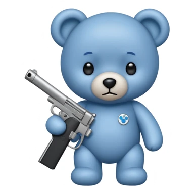 Cute blue teddy bear with a gun in his right hand  sticker