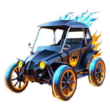 Mad max survival apocalypse ghostly Darth Vader’s Batman-armored 1886 black graphite colored school buggy with horizontal holographic flames painted on the side and neon under glow  sticker