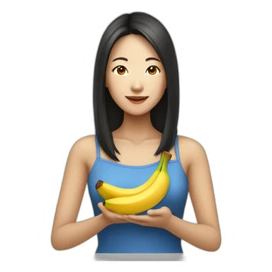 pretty asian woman eating banana sticker