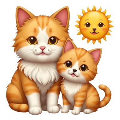 Cat  and puppy and sun  sticker