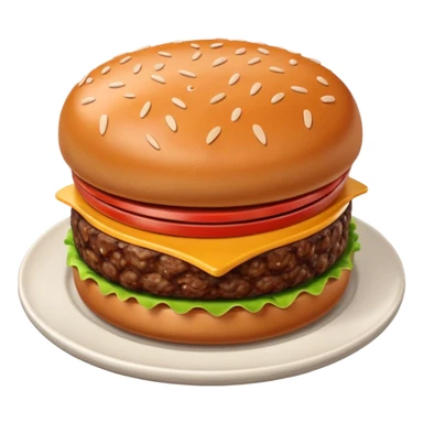 A 3D cartoon portion of minced meat shaped like a burger patty on a plate, soft lighting, Memoji-style. sticker