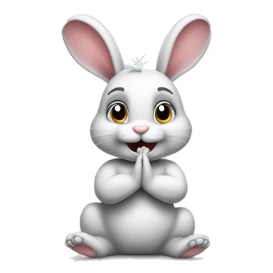 Bunny rabbit sitting up with right ear flopped down holding up 3 fingers making a VL sticker